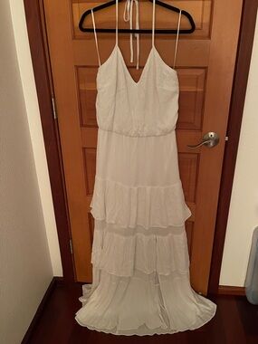 INC International Concepts White Tiered Halter Maxi Dress - Large - NWT